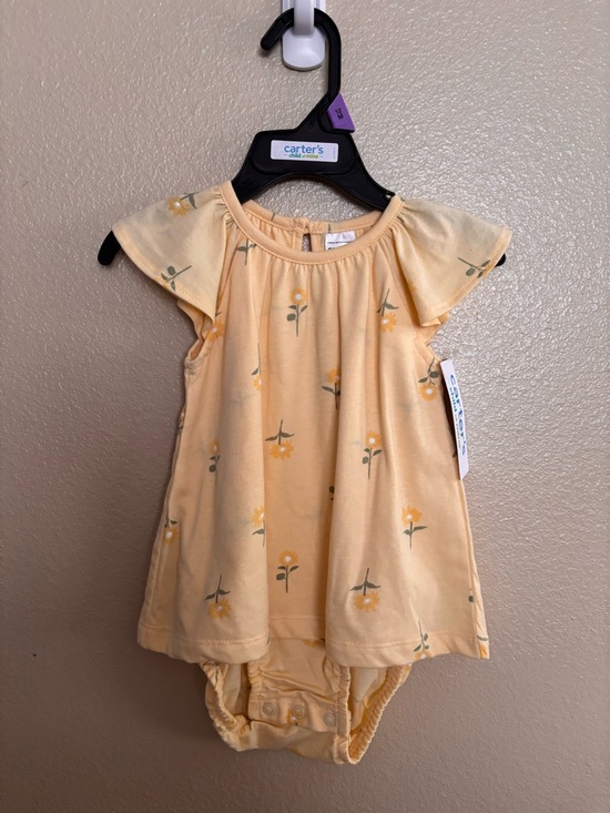 Carter's Other - Carter's Soft Yellow Floral Flutter-Sleeve Dress with Matching Bloomers